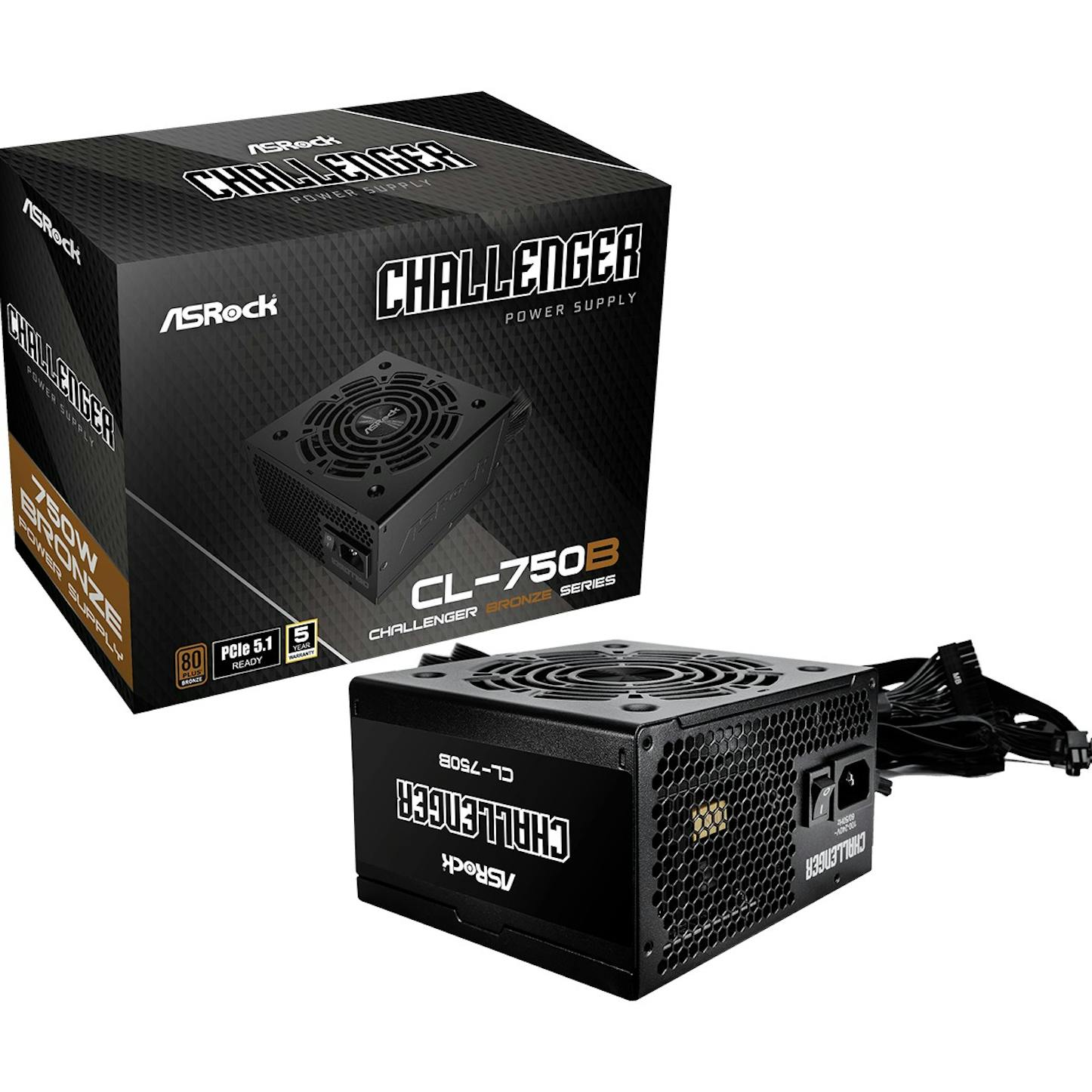 Asrock 750W Challenger CL-750B 80 Plus Bronze PCIE 5.1 Power Supply