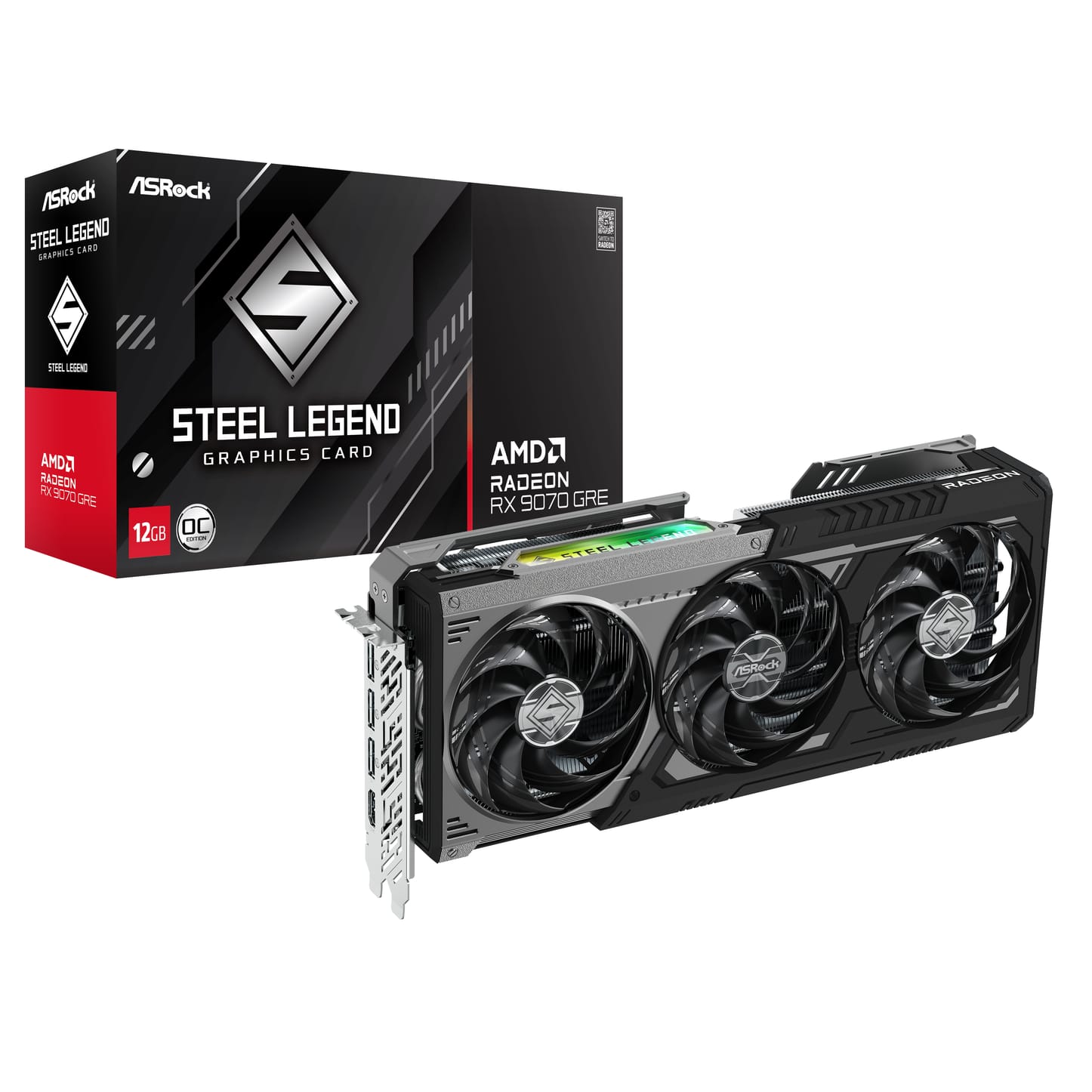 Asrock Radeon RX 9070 GRE Steel Legend Dark 12GB GDDR6 PCI-Express Graphics Card