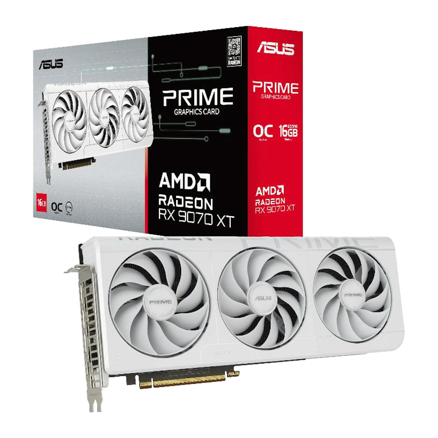 Asus Radeon RX 9070 XT Prime OC White 16GB GDDR6 PCI-Express Graphics Card