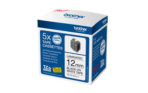 Brother TZE-231M5 label-making tape Black on white