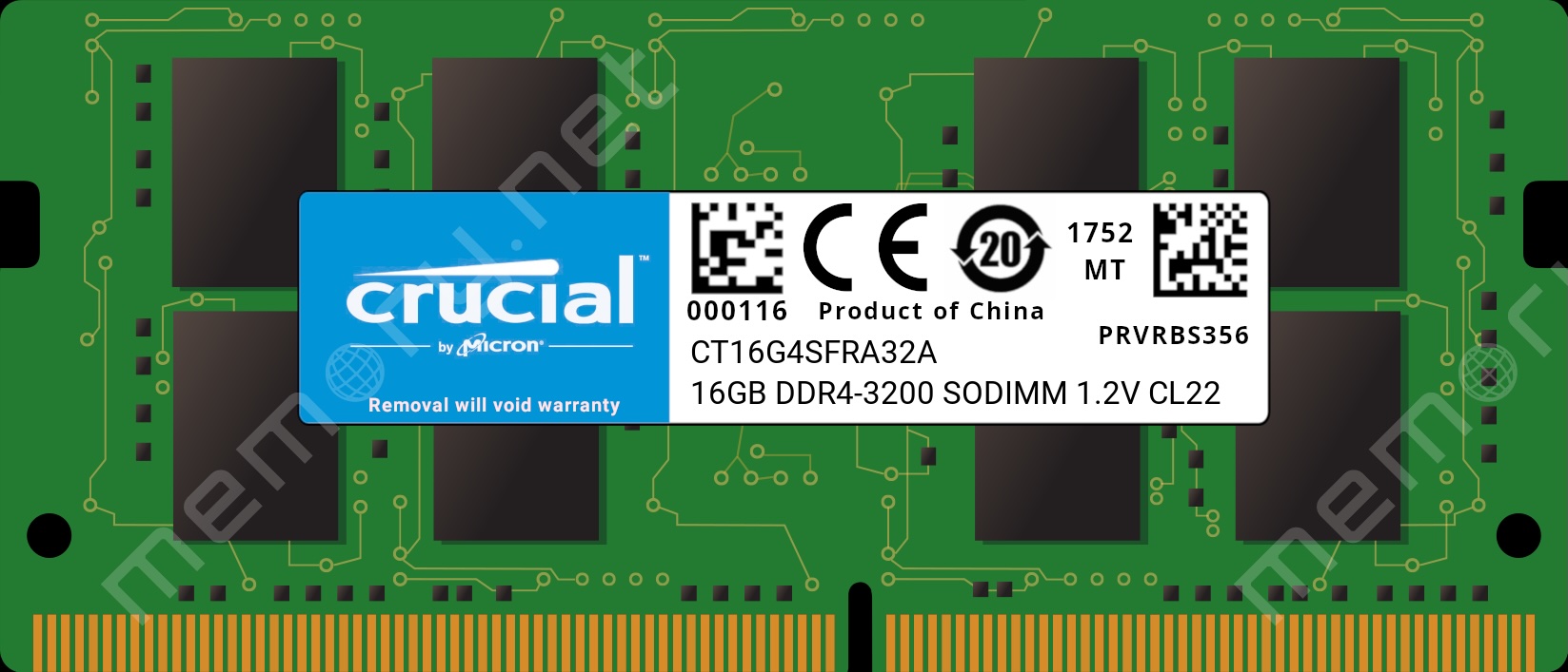 Crucial 16GB DDR4 memory module 1 x 16 GB 3200 MHz Bulk Packaged