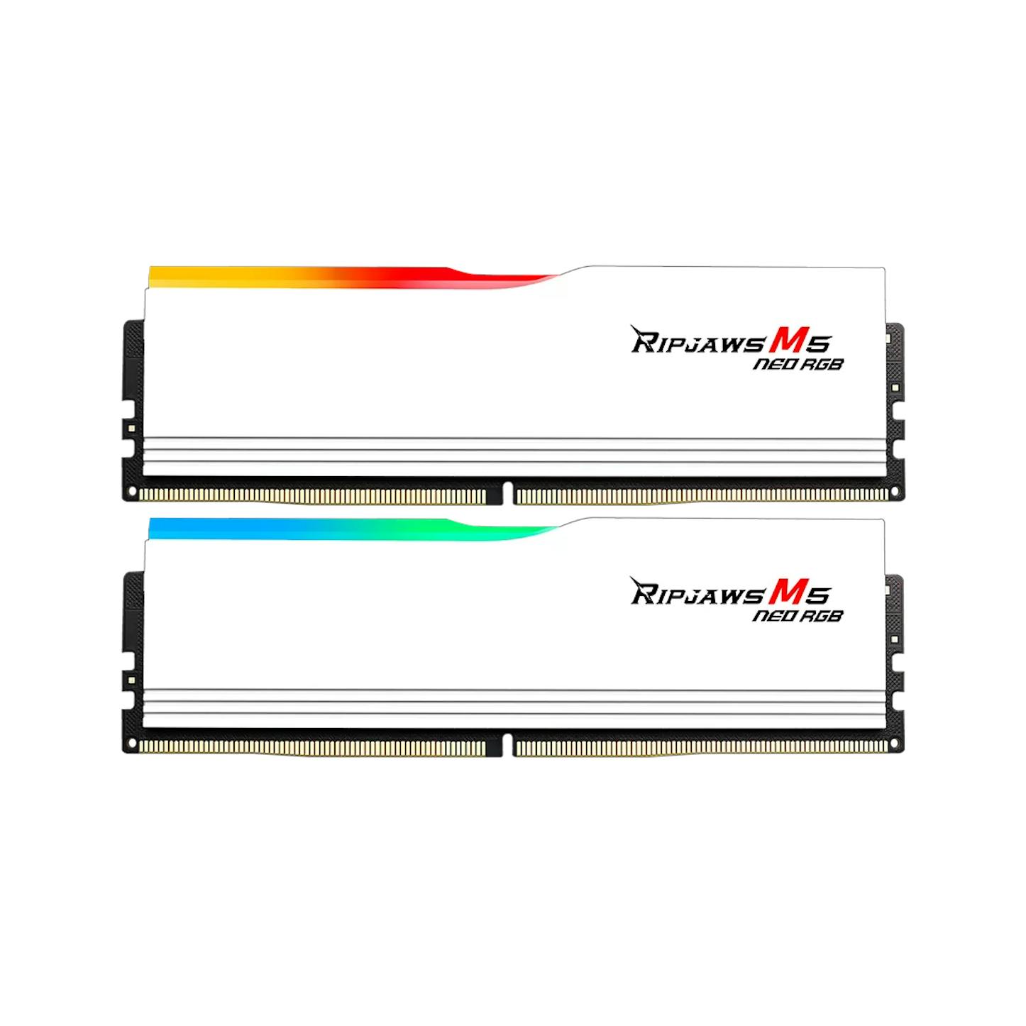 G.Skill Ripjaws M5 NEO RGB EXPO 64GB (2x32GB) DDR5 PC5-48000C28 6000MHz Dual Channel Kit - White