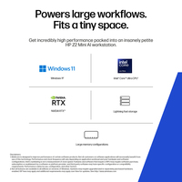 HP Z2 Mini G1i Workstation Desktop PC Intel Core Ultra 9 285 32 GB DDR5-SDRAM NVIDIA RTX 2000 Ada Windows 11 Pro Mini PC AI PC, AI Workstation Black