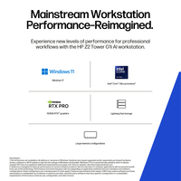 HP Z2 Tower G1i Workstation Desktop PC Intel Core Ultra 9 285K 32 GB DDR5-SDRAM NVIDIA RTX 2000 Ada Windows 11 Pro AI PC, AI Workstation Black