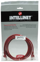Intellinet Network Patch Cable, Cat5e, 1m, Red, CCA, U/UTP, PVC, RJ45, Gold Plated Contacts, Snagless, Booted, Lifetime Warranty, Polybag