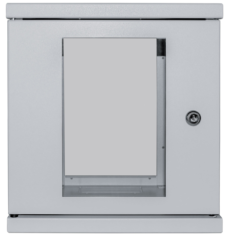 Intellinet Network Cabinet, Wall Mount (Standard), 6U, Usable Depth 265mm/Width 239mm, Grey, Assembled, Max 60kg, Metal & Glass Door, Back Panel, Removeable Sides, Suitable also for use on desk or floor, 10
