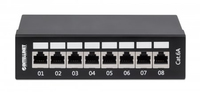 Intellinet Patch Panel, Cat6a, FTP, 8-Port, Desktop, Shielded, 90° Top-Entry Punch Down Blocks, Black