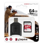 Kingston 64GB Canvas React Plus SD (SDXC) Card UHS-II, U3, V90, 300MB/s R, 260MB/s W