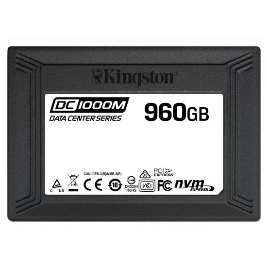 Kingston 960GB DC1000M SSD 2.5 Inch 7mm, U.2, NVMe, PCIe 3.0 (x4), 3100MB/s R, 1330MB/s W