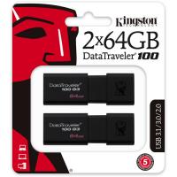 Kingston 64GB USB 3.0 DataTraveler Flash Drive, USB 3.0, 100MB/s 2-Pack
