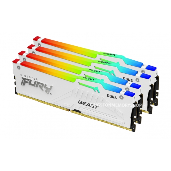 Kingston FURY Beast RGB KF556C40BWAK4-64 64GB (16GB x4) DDR5 5600MT/s White DIMM [XMP]