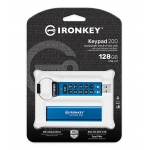Kingston Ironkey 128GB Keypad 200 Encrypted Type-A Flash Drive USB 3.2, Gen1, FIPS 140-3*, 280MB/s R, 200MB/s W