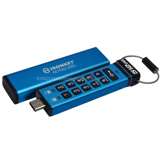 Kingston Ironkey 512GB Keypad 200C Encrypted Type-C Flash Drive USB 3.2, Gen1, FIPS 140-3*, 280MB/s R, 200MB/s W