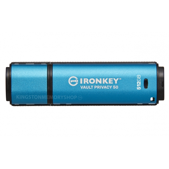 Kingston Ironkey 512GB Vault Privacy 50 Encrypted Type-A Flash Drive USB 3.2, FIPS 197, 230MB/s R, 150MB/s W