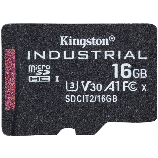 Kingston 16GB Industrial Micro SD (SDHC) Card U3, V30, A1, 100MB/s R, 80MB/s W, No Adapter