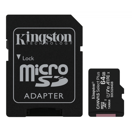 Kingston 64GB Canvas Select Plus Micro SD (SDXC) Card U1, V10, A1