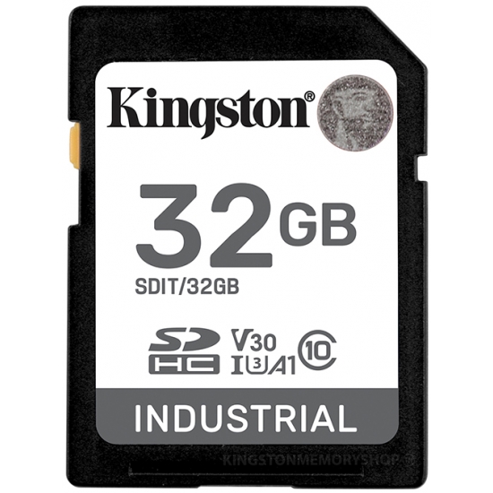 Kingston 32GB Industrial SD (SDHC) Card U3, V30, A1, 100MB/s R, 80MBs/ W