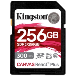 Kingston 256GB Canvas React Plus SD (SDXC) Card, Gen2, UHS-II, U3, V90, 300MB/s R, 260MB/s W