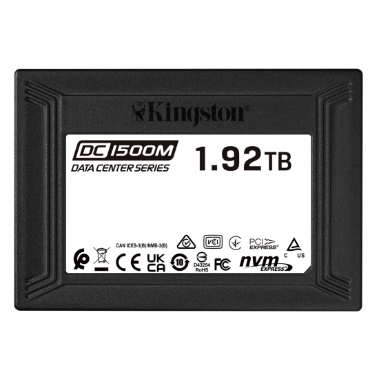 Kingston 1.92TB (1920GB) DC1500M SSD 2.5 Inch 7mm, U.2, NVMe, PCIe 3.0 (x4), 3300MB/s R, 2700MB/s W