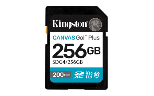 Kingston Technology 256GB SDXC Canvas Go Plus Gen4 200MB/s C10 UHS-I U3 V30