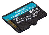 Kingston Technology 64GB microSDXC Canvas Go Plus Gen4 200R A2 U3 Single Pack w/o ADP