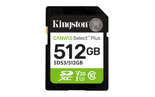 Kingston Technology 512GB SDXC Canvas Select Plus Gen3 150MB/s C10 UHS-I U3 V30