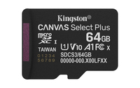 Kingston Technology 64GB microSDXC Canvas Select Plus Gen3 100MB/s A1 Card + Adapter