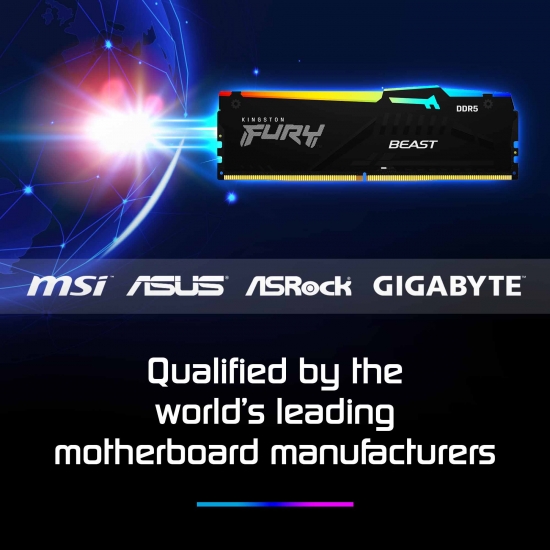 32GB Kingston FURY Beast RGB KF552C40BB2A-32 DDR5 5200MT/s Memory DIMM - Black