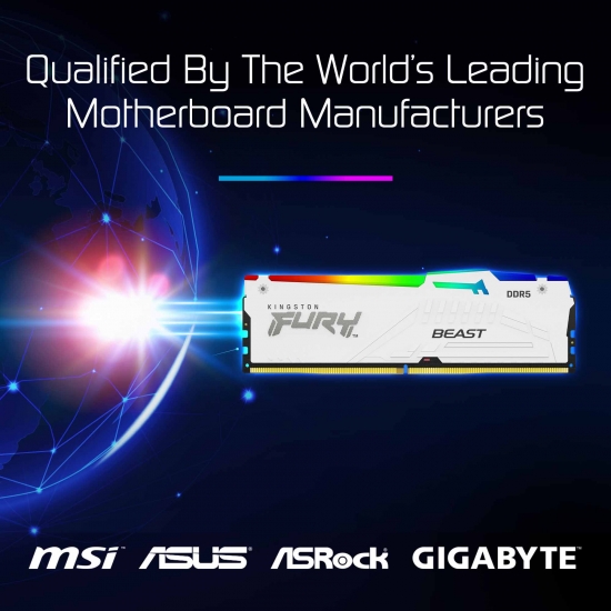 16GB Kingston FURY Beast RGB KF560C30BWEA-16 DDR5 6000MT/s Memory DIMM - White