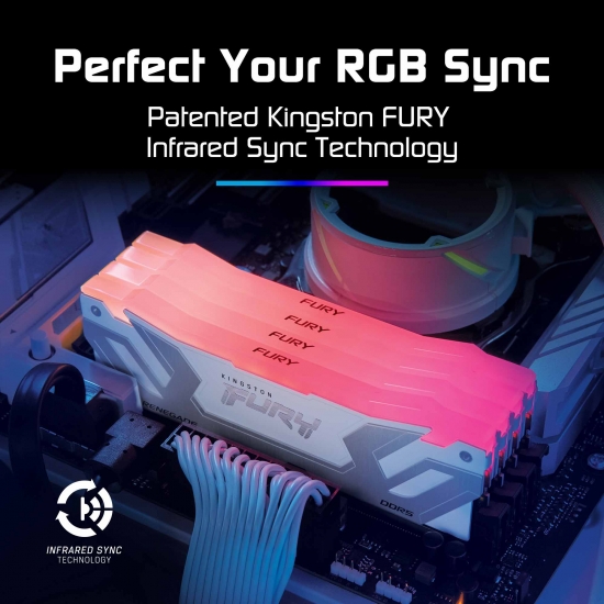 24GB Kingston FURY Renegade RGB KF580C38RWA-24 DDR5 8000MT/s Memory DIMM - Silver/White