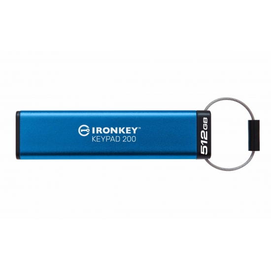 512GB Kingston Ironkey Keypad 200 USB Flash Drive - USB 3.2, Gen1, Type-A, 280MB/s R, 200MB/s W