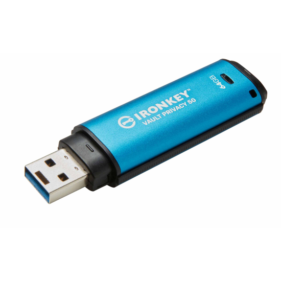 64GB Kingston Ironkey Vault Privacy 50 USB Flash Drive - USB 3.2, Gen1, Type-A, 250MB/s R, 180MB/s W