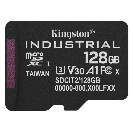 128GB Kingston Industrial Micro SD (SDXC) Memory Card - U3, V30, A1, 100MB/s R, 80MB/s W