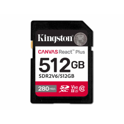 512GB Kingston Canvas React Plus SD (SDXC) Memory Card - UHS-II, U3, V60, 280MB/s R, 150MB/s W