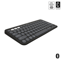 Logitech Pebble Keys 2 K380s keyboard Universal RF Wireless + Bluetooth QWERTY US International Graphite