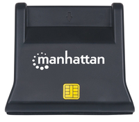 Manhattan USB-A Smart/SIM Card Reader, 480 Mbps (USB 2.0), Desktop Standing, Friction Type compatible, Hi-Speed USB, Cable 86cm, Black, Three Year Warranty, Blister