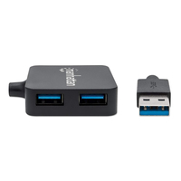 Manhattan USB-A 4-Port Hub, 4x USB-A Ports, 5 Gbps (USB 3.2 Gen1 aka USB 3.0), Bus Power, Equivalent to ST4300MINU3B, Fast charging x1 Port up to 0.9A or x4 Ports with power jack (not included), SuperSpeed USB, Black, Three Year Warranty, Blister