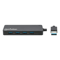 Manhattan USB-A Dock/Hub, Ports (x7): USB-A (x7), 5 Gbps (USB 3.2 Gen1 aka USB 3.0), External Power Supply Not Needed, Cable 15cm, SuperSpeed USB, Black, Three Year Warranty, Blister