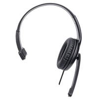 Manhattan Mono Over-Ear Headset (USB) (Clearance Pricing), Microphone Boom (padded), Retail Box Packaging, Adjustable Headband, In-Line Volume Control, Ear Cushion, USB-A for both sound and mic use, cable 1.5m, Three Year Warranty