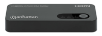 Manhattan 4K@60Hz 2-Port HDMI Splitter Splits One HDMI Input to Two HDMI Outputs (1x2), 18G, Micro-USB input for power, EDID Switch for Downscaling to 1080p, Black, 3 year warranty