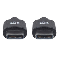 Manhattan USB-C to USB-C Cable, 1m, Male to Male, 480 Mbps (USB 2.0), 3A (fast charging), Equivalent to USB2CC1M, Hi-Speed USB, Black, Lifetime Warranty, Polybag