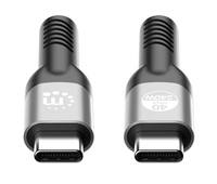 Manhattan USB-C to USB-C Cable (240W), 1m, Male to Male, Black, Thunderbolt 4, 40 Gbps (USB4 Gen 3x2), Extended Power Range (EPR) charging up to 240W (Note additional USB-C 240W wall charger needed), Backwards compatible to Thunderbolt 3, Lifetime Warrant