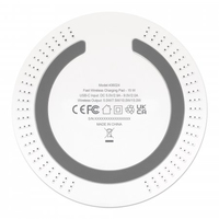 Manhattan Smartphone Wireless Charging Pad, Up to 15W charging (depends on device), QI certified, USB-C to USB-A cable included, USB-C input into pad, Cable 80cm, White, Three Year Warranty, Boxed