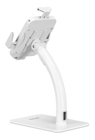 Manhattan Desktop Kiosk Stand (Anti theft) for Tablet and iPad, Universal, 360° Rotation, Tilt +20° to -110°, White, Lockable, Countertop Holder for 7.9