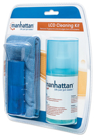 Manhattan LCD Cleaning Kit, Alcohol-free, Includes Cleaning Solution (200ml), Brush and Microfibre Cloth, Ideal for use on monitors/laptops/keyboards/etc, Three Year Warranty, Blister