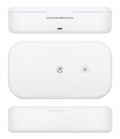 Manhattan UV Phone Sanitizer (Clearance Pricing), Integrated UV LEDs to eliminate germs, viruses and bacteria, Quick 1-minute or 5-minute cleaning cycle, Auto-off UV light when opened, White, Three Year Warranty, Retail Box