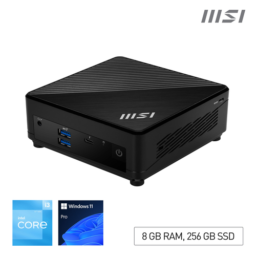 MSI Cubi 5 12M Intel Core i3 1215U Desktop PC, 8GB RAM, 256GB SSD, Mini PC, SFF, ThunderBolt 4 Type C, USB 3.2 Gen2, HDMI, DisplayPort, Dual LAN, WiFi, BT, VESA, Win11 PRO