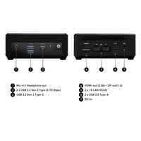MSI Cubi N ADL S Intel N100 Desktop PC, 4GB RAM, 128GB SSD, Mini PC, SFF, Fanless, Type C, USB 3.2 Gen2, HDMI, DP, Dual LAN, WiFi, BT, VESA, Win11 PRO