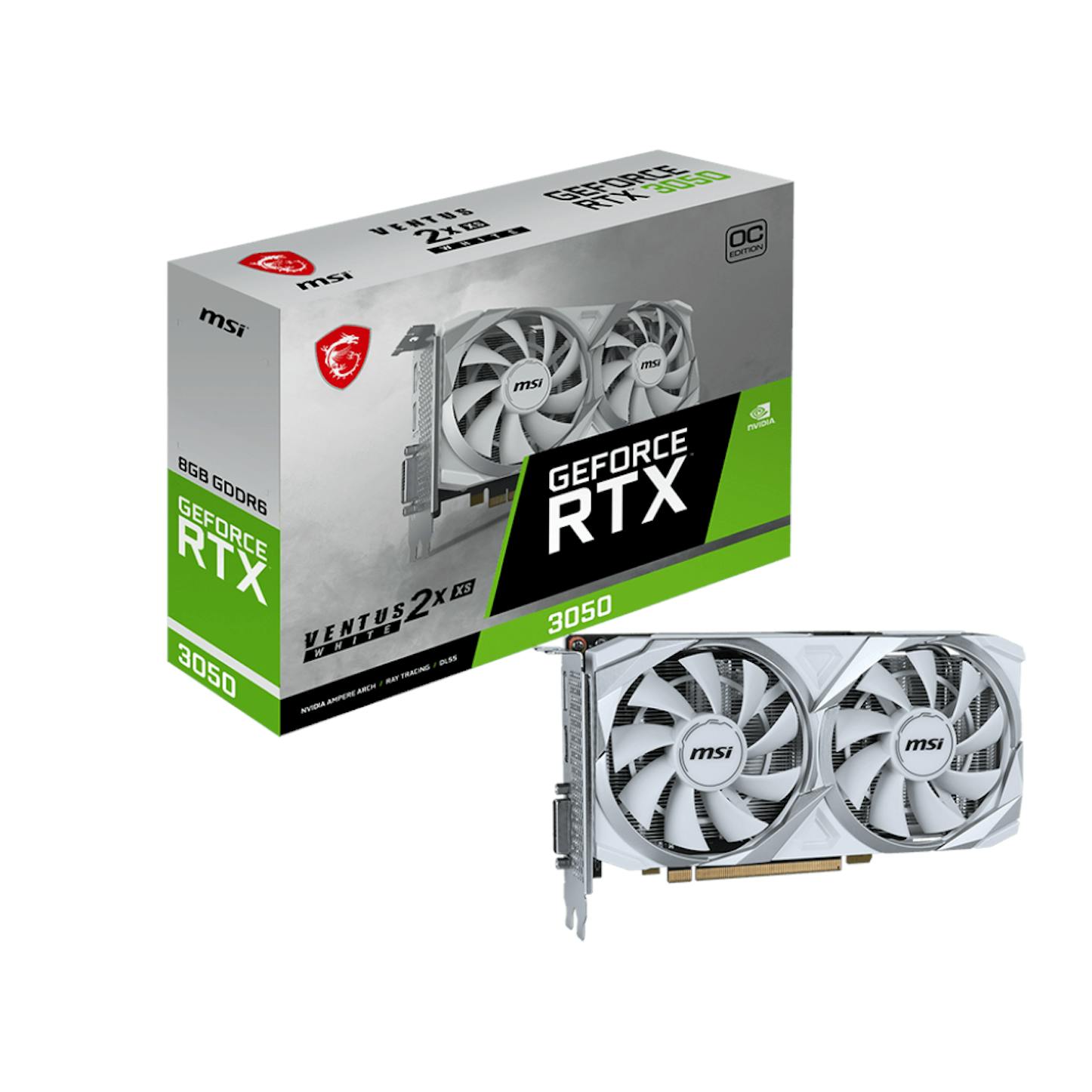 MSI GeForce RTX 3050 VENTUS 2X XS OC White 8GB GDDR6X PCI-Express Graphics Card