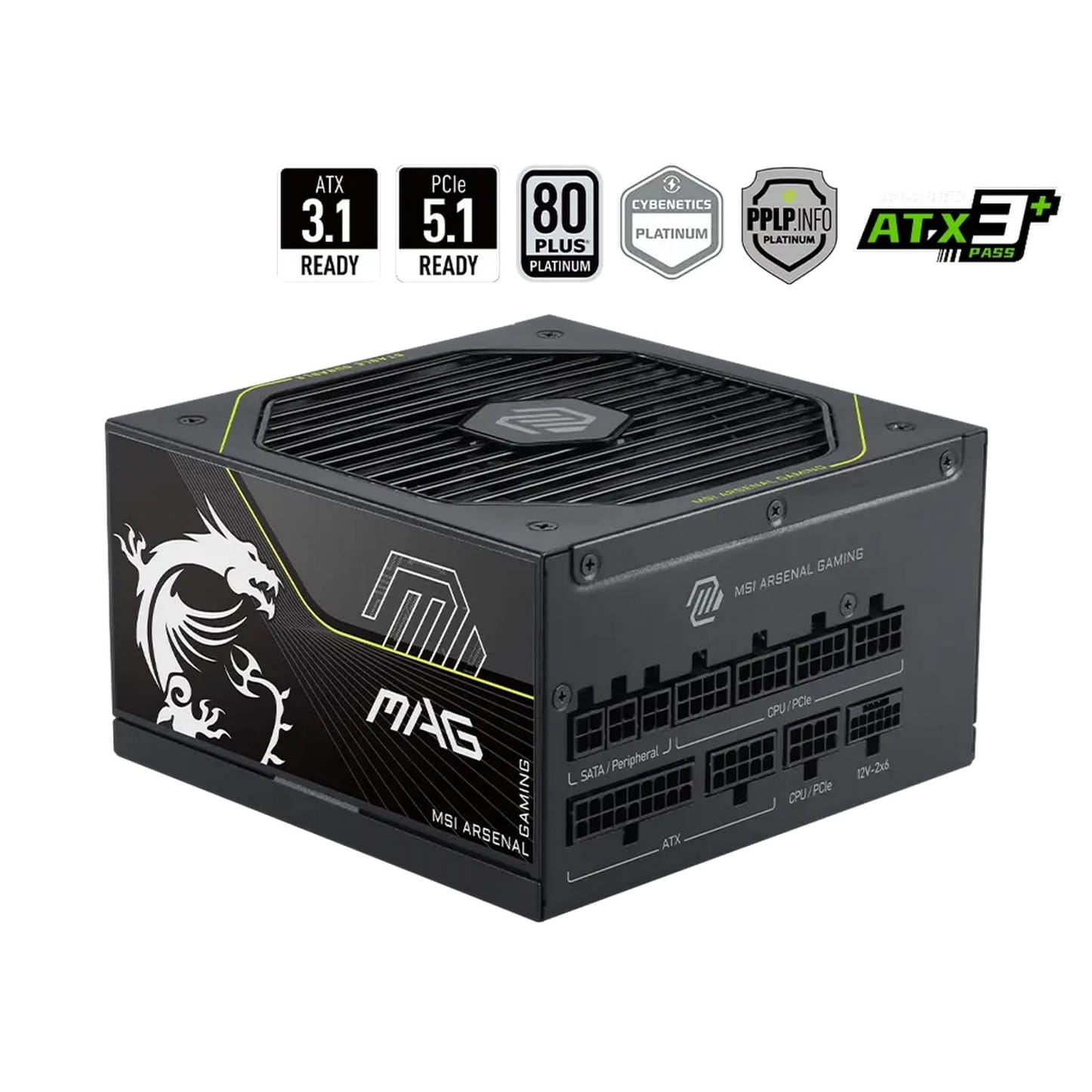 MSI MAG A1200PLS 1200W ATX 3.1 PCIe 5.1 80 Plus Platinum Modular Power Supply